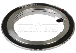 Адаптер для объективов Nikon F на байонет Canon EOS-B с чипом FalconEyes Адаптер для объективов Nikon F на байонет Canon EOS-B с чипом FalconEyes