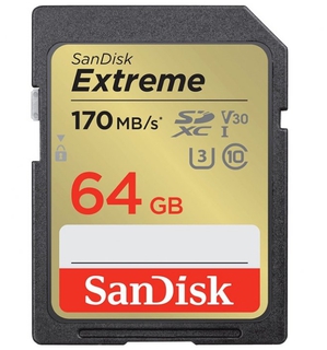 Карта памяти  SD  64 Gb Sandisk SDXC Extreme, class 10, 170Mb/ s, V30 UHS-I U3 (SDSDXV2-064G-GNCIN) Карта памяти  SD  64 Gb Sandisk SDXC Extreme, class 10, 170Mb/ s, V30 UHS-I U3 (SDSDXV2-064G-GNCIN)