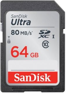 Карта памяти  SD  64 Gb Sandisk  SDXC Ultra, UHS-I, до 140mb/ s* (SDSDUNB-064G-GN6IN)
