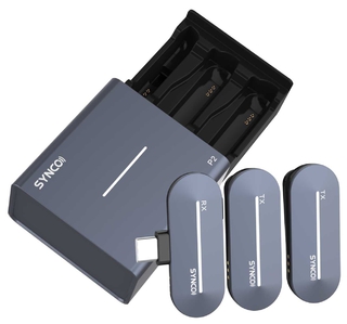 Беспроводная система SYNCO P2SL 2,4 ГГц приемник, 2 передатчика, футляр-зарядка (Lighting iPhone) Беспроводная система SYNCO P2SL 2,4 ГГц приемник, 2 передатчика, футляр-зарядка (Lighting iPhone)