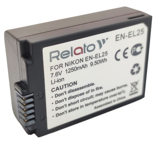Аккумулятор Relato EN-EL25 (7.6V, min 1250mAh, Li-ion) для Nikon Zfc, Z50