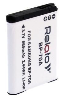 Аккумулятор Relato BP70A (3.7V, min 660mAh, Li-ion) для Samsung ES65/  ES70/  ES73/  PL80/  PL100/  ST60/ 