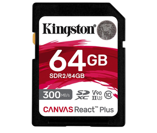 Карта памяти  SD  64 Gb Kingston SDXC UHS-II U3 V90 Canvas React Plus (SDR2/ 64GB)