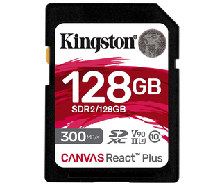 Карта памяти  SD 128 Gb Kingston SDXC UHS-II U3 V90 Canvas React Plus 300Mb/ s (SDR2/ 128GB)