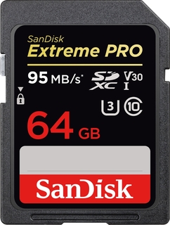 Модуль памяти  SD  64 Gb Sandisk SDXC Extreme Pro, class 10, 95 Mb/ s UHS-I Б/ У