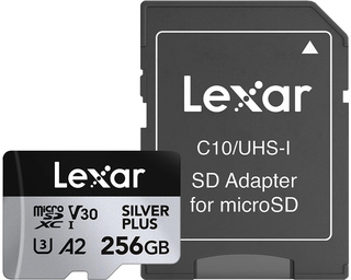Карта памяти Lexar MicroSDXC Silver Plus 256Gb W150/ R205 с адаптером (новая)