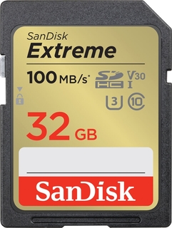 Карта памяти  SD  32 Gb SanDisk Extreme SDHC Class 10 UHS-I U3 V30 (100/ 60 MB/ s)
