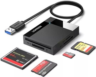 Картридер UGREEN CR125, USB 3.0, серый (30333) для microSD, MMC, SDXC, Memory Stick