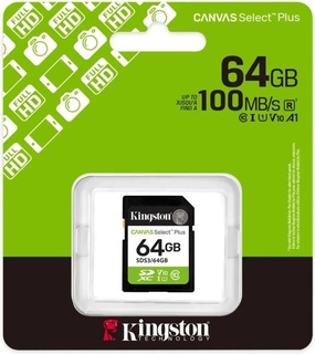 Карта памяти  SD  64 Gb Kingston Canvas Select Plus Gen3 UHS-I U1 V10 100 Mb/ s (SDS3/ 64GB)