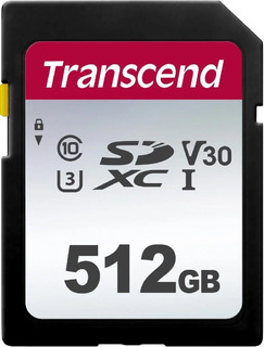Карта памяти  SD 512 Gb Transcend 300S SDXC UHS-I U3 V30 (100/ 55 MB/ s)