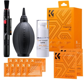 Набор для очистки оптики K&F Concept KIT, 15в1, салфетки, карандаш, груша, жидкость (SKU.1918)