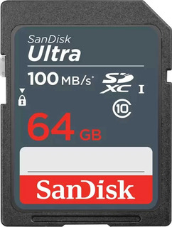 Карта памяти  SD  64 Gb Sandisk SDHC Ultra class10, 100Mb/ s, UHS-I U1 (SDSDUNR-064G-GN3IN)