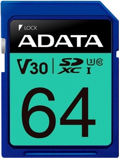 Карта памяти  SD  64 Gb Adata Premier Pro SDXC UHS-I U3 V30 (100/ 80 MB/ s)