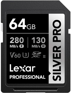 Карта памяти  SD  64 Gb Lexar Silver Pro UHS-II  UHS-II (U3), V60, RW 280/ 120 MB/ s