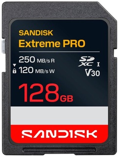 Карта памяти  SD 128 Gb Sandisk Extreme PRO SDXC UHS-I V30 U3 R250/ W120MB/ s